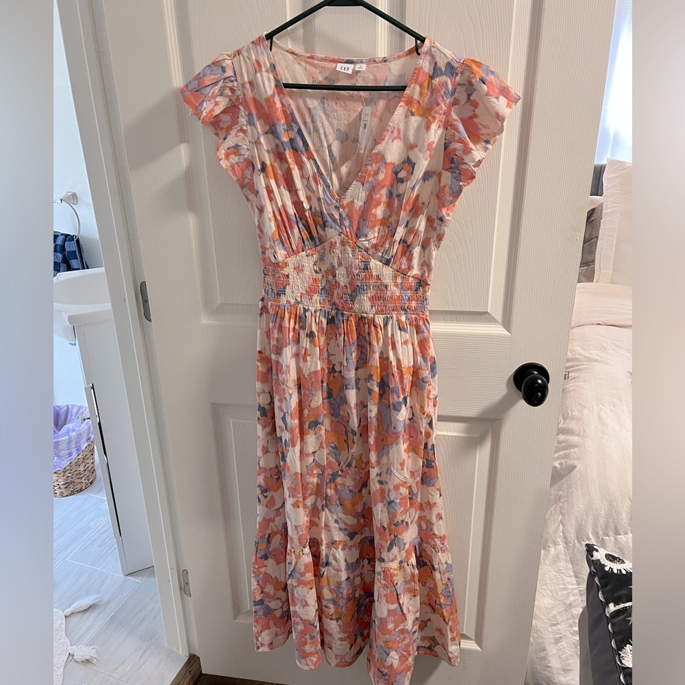 Cap floral print maxi dress